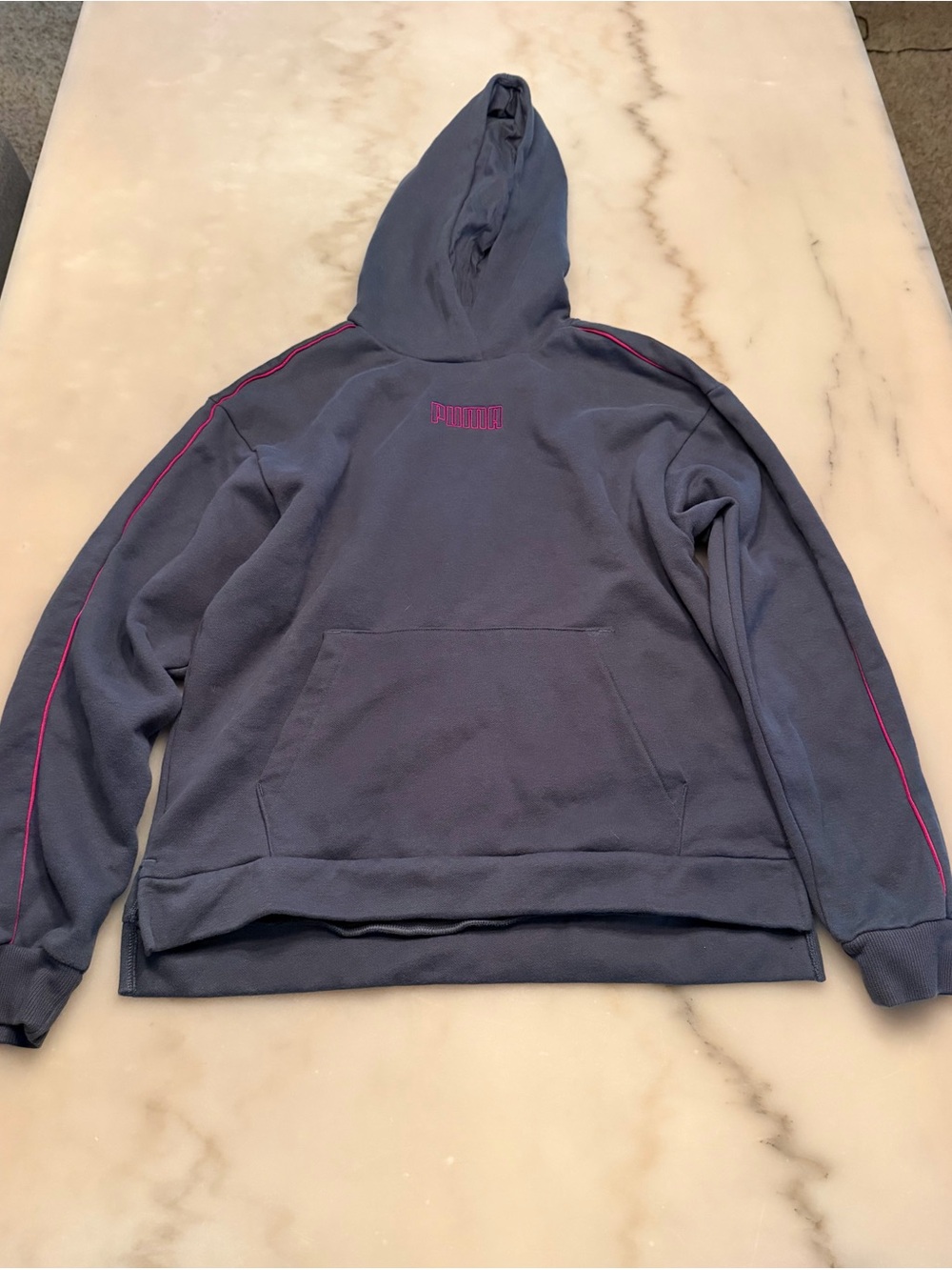 Puma Women's Slate Blue Hoodie with Pink Trim